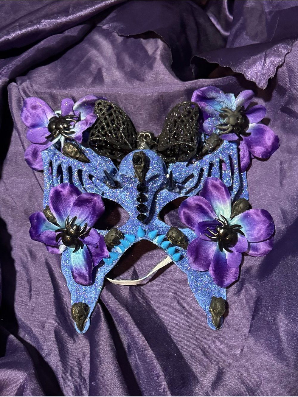 Blue & Purple Floral Masquerade Mask